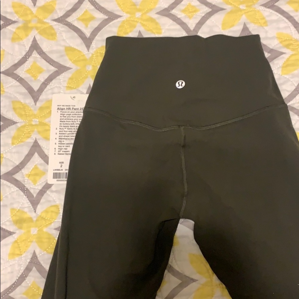 Army green Lulu lemon align HR PANT 25” leggings